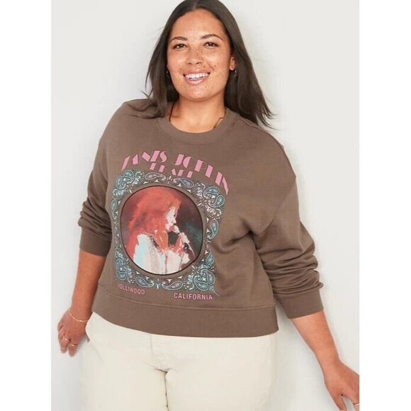 Oversized Licensed Rock Star Janis Joplin Cropped Sweatshirt for Women S… - Picture 3 of 8